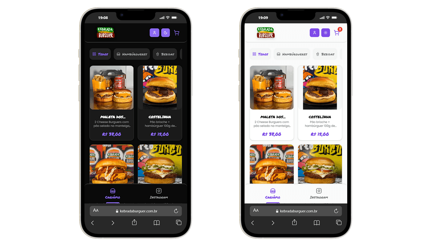 Preview do projeto Cardápio Digital — Kebrada Burguer